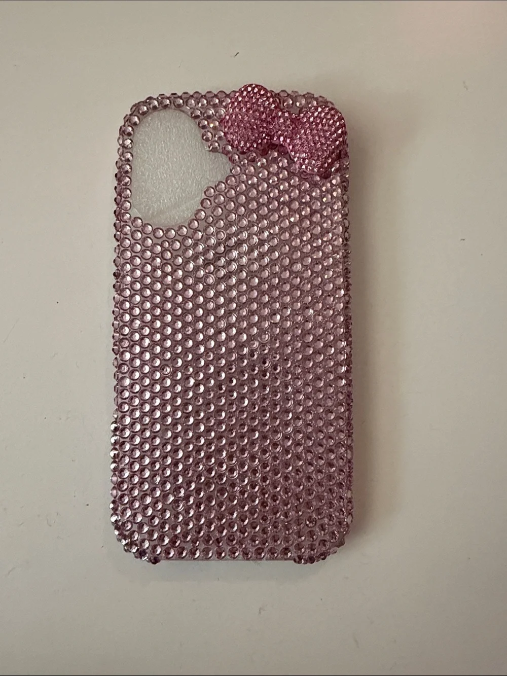 Pink Rhinestone Bling iPhone 17 Case with Hello Kitty Bow Accent